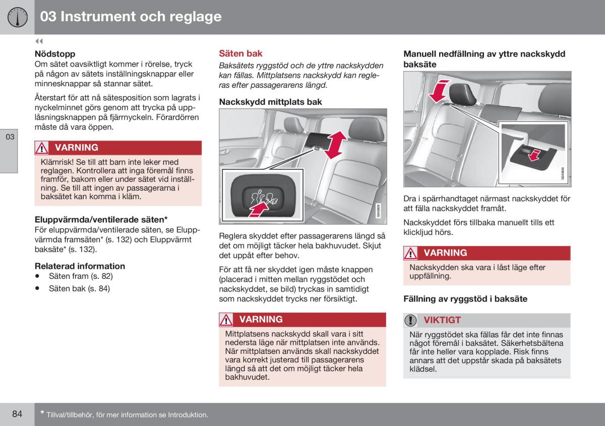 Volvo XC70 Cross Country II 2 instruktionsbok / page 86