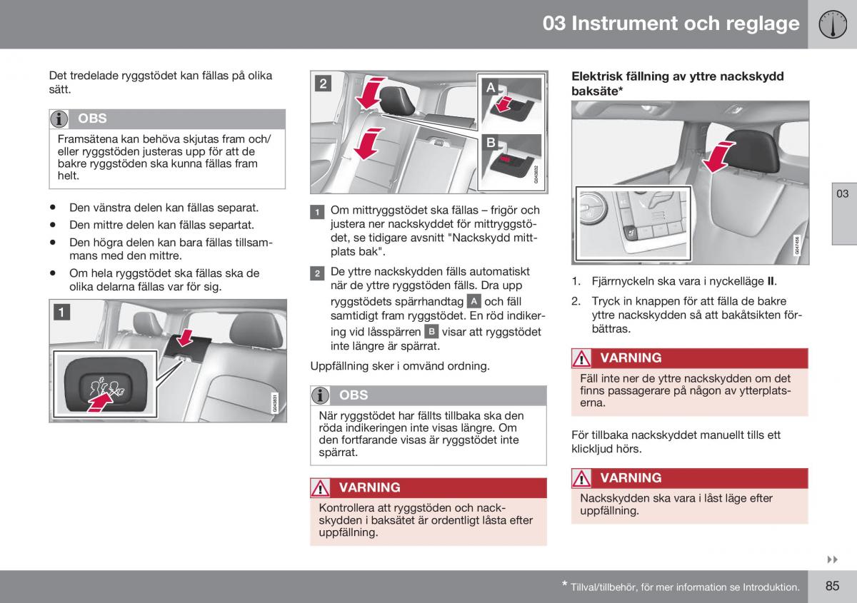 Volvo XC70 Cross Country II 2 instruktionsbok / page 87