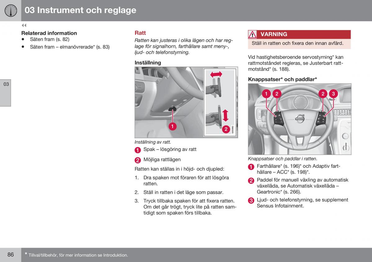 Volvo XC70 Cross Country II 2 instruktionsbok / page 88