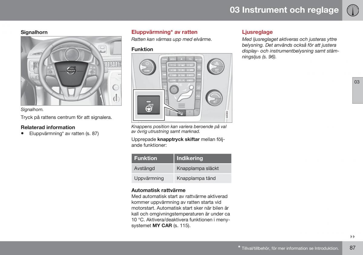 Volvo XC70 Cross Country II 2 instruktionsbok / page 89