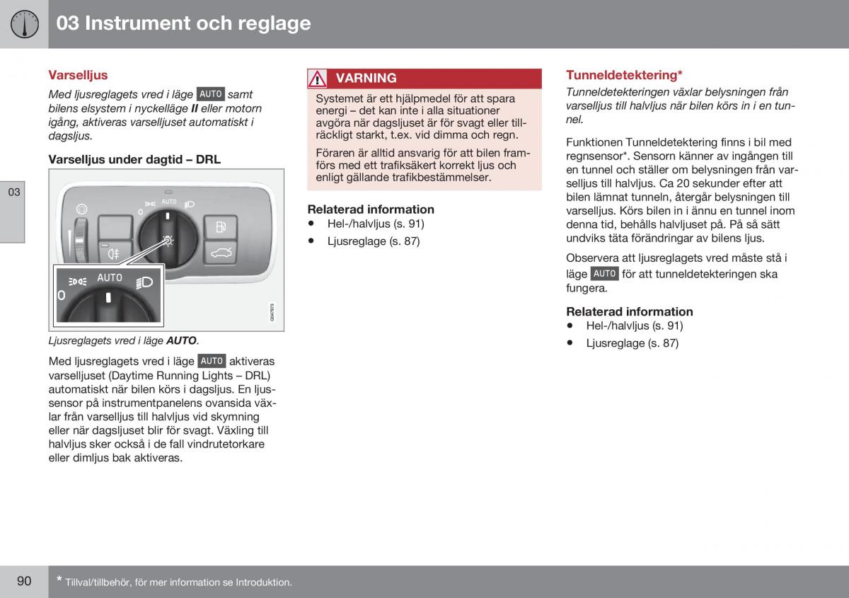 Volvo XC70 Cross Country II 2 instruktionsbok / page 92