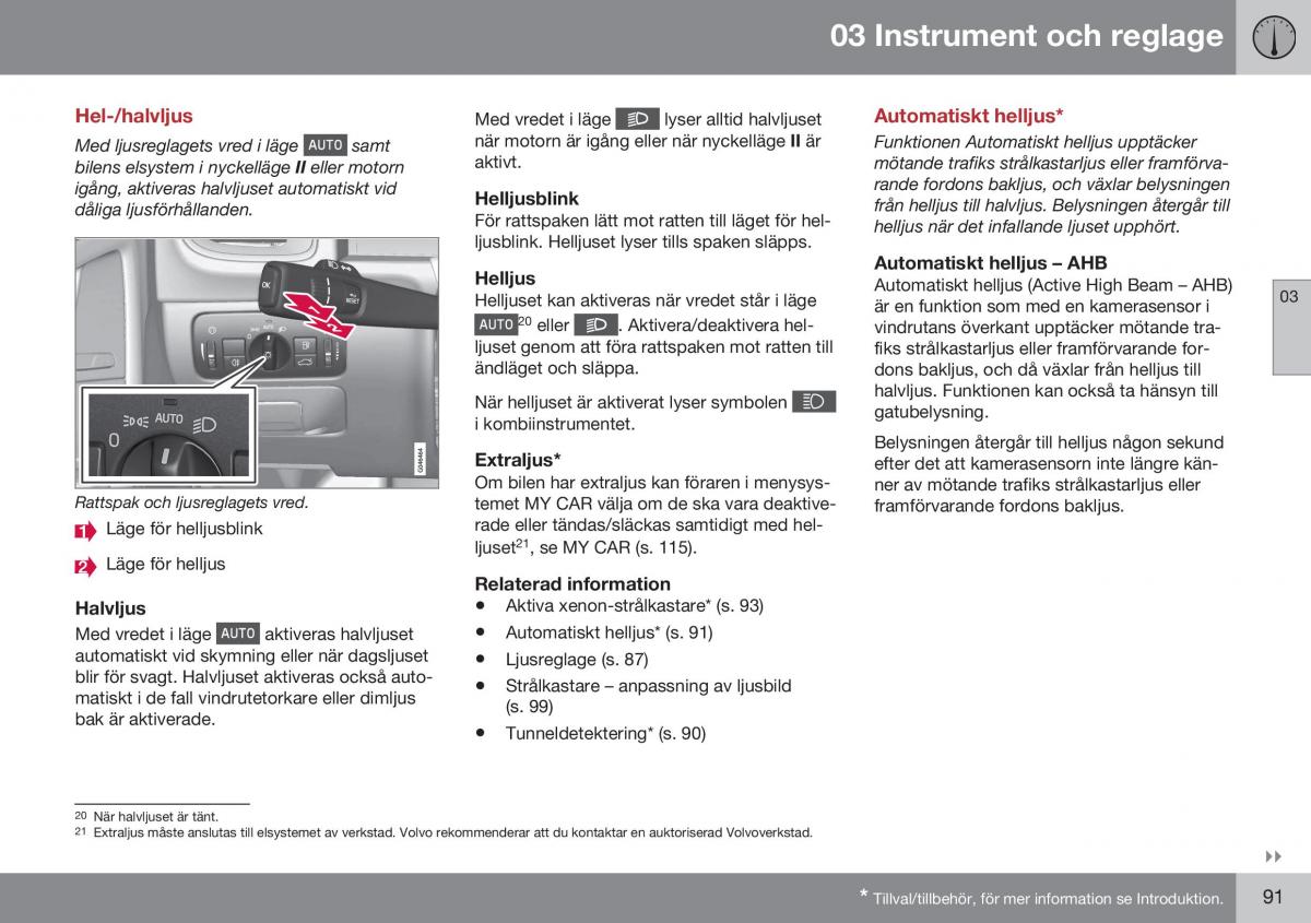 Volvo XC70 Cross Country II 2 instruktionsbok / page 93