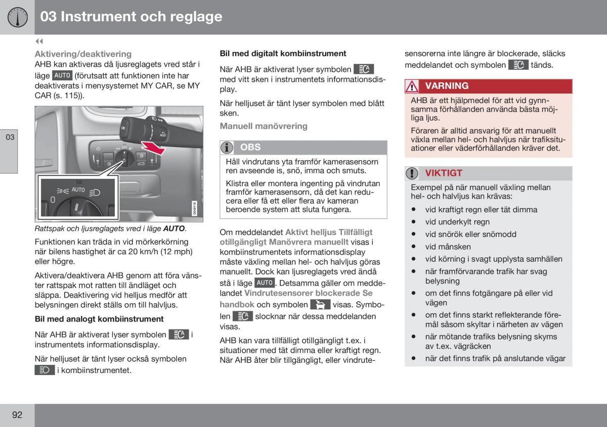 Volvo XC70 Cross Country II 2 instruktionsbok / page 94