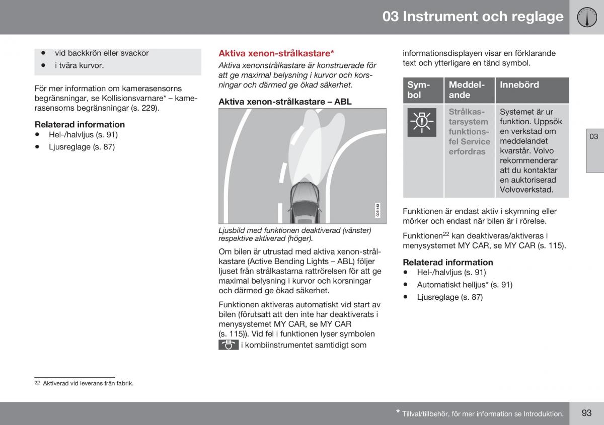 Volvo XC70 Cross Country II 2 instruktionsbok / page 95