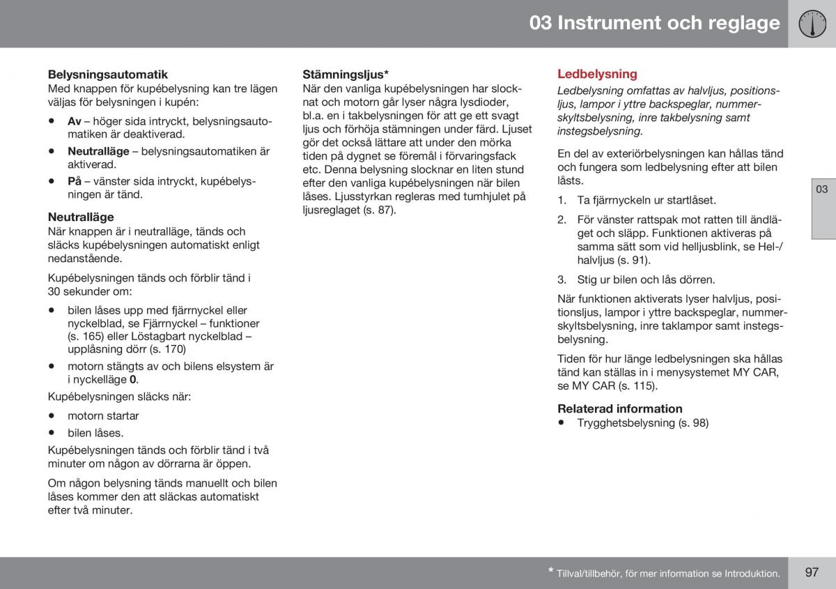 Volvo XC70 Cross Country II 2 instruktionsbok / page 99