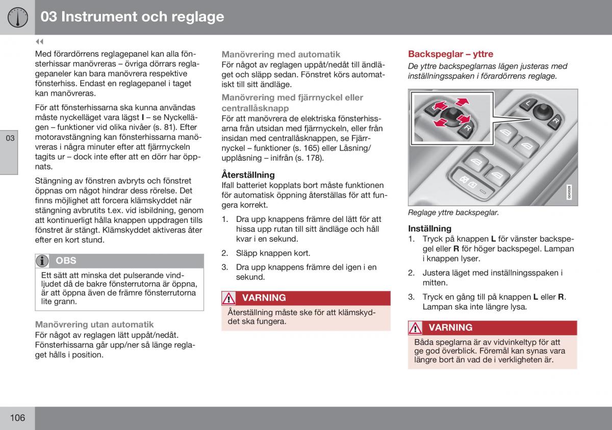 Volvo XC70 Cross Country II 2 instruktionsbok / page 108