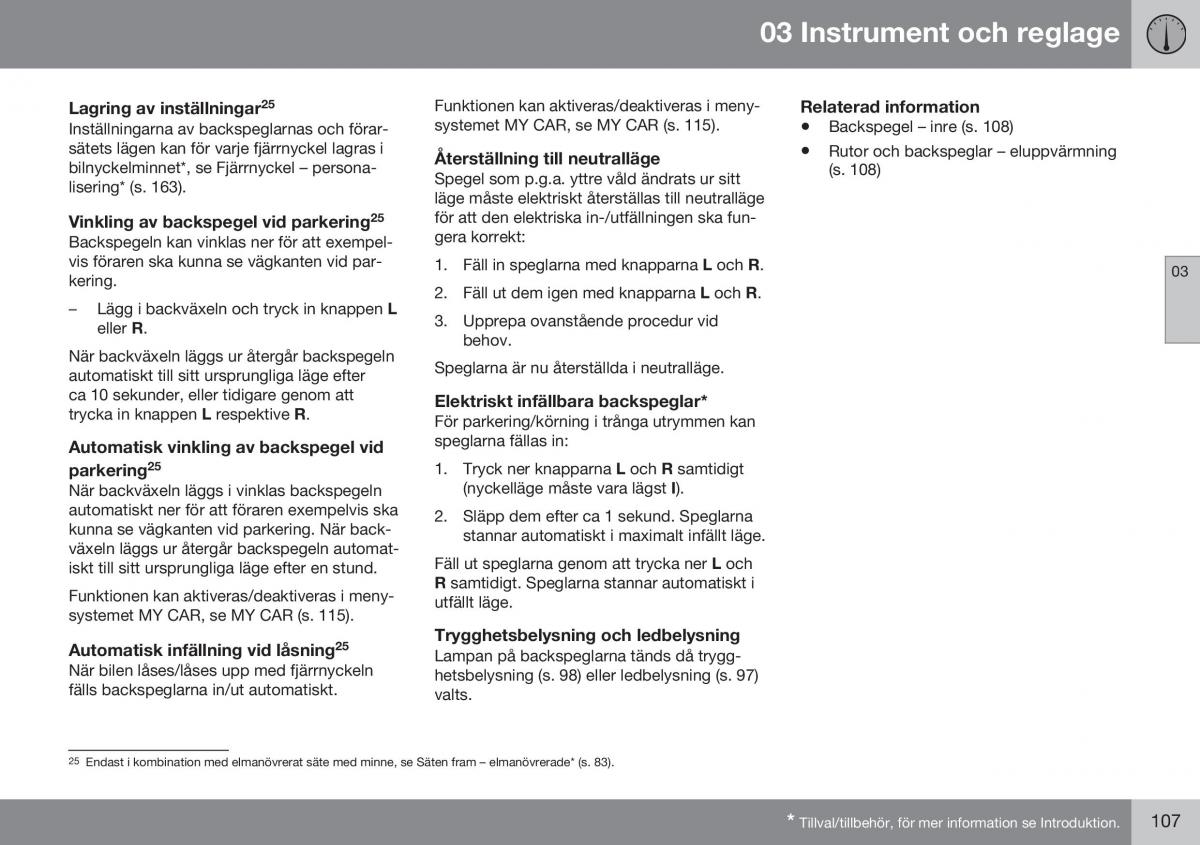 Volvo XC70 Cross Country II 2 instruktionsbok / page 109