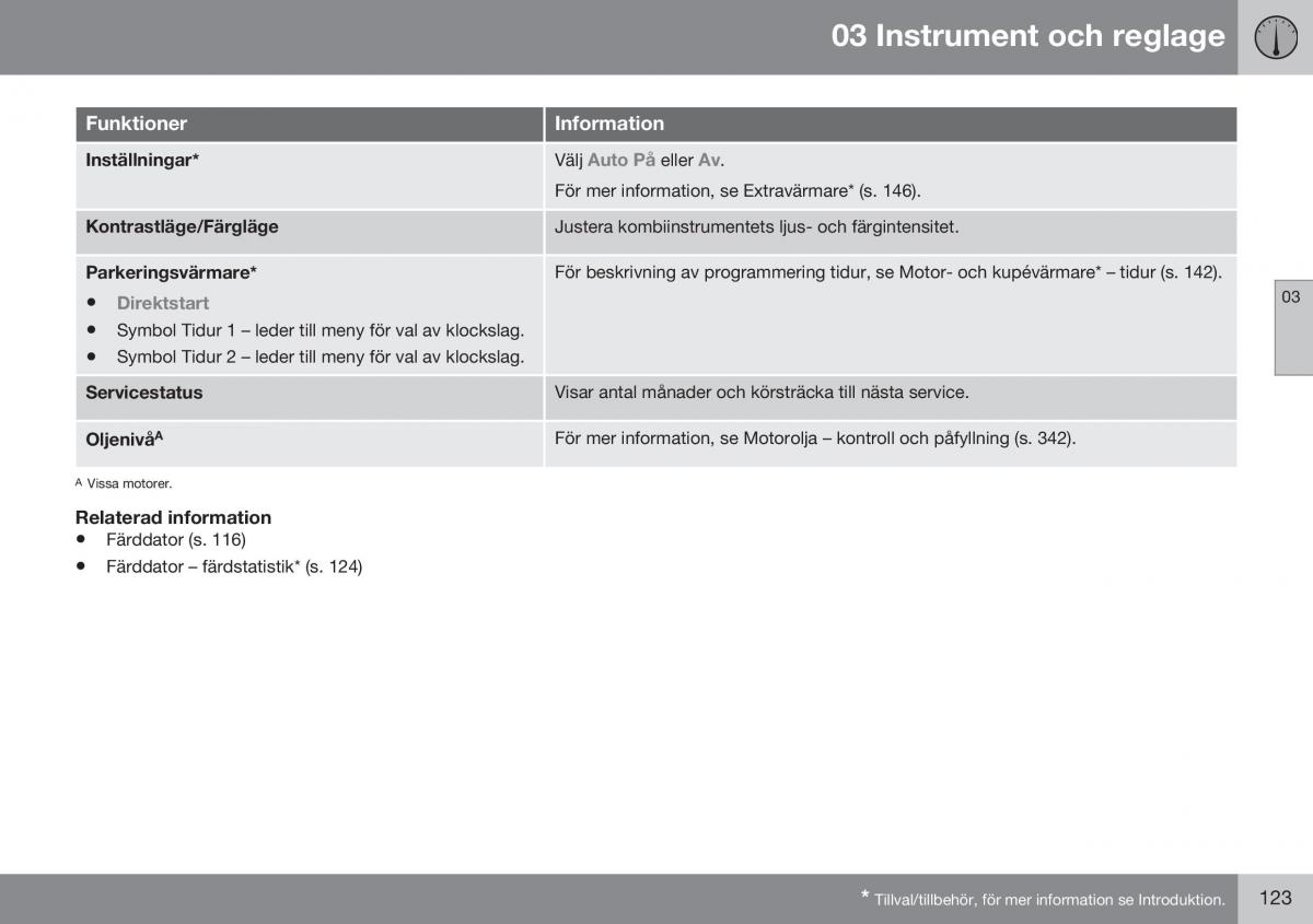 Volvo XC70 Cross Country II 2 instruktionsbok / page 125