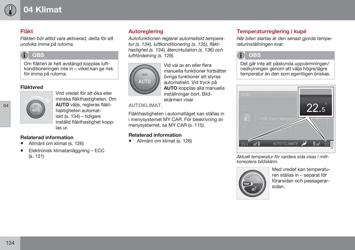 Volvo XC70 Cross Country II 2 instruktionsbok / page 136