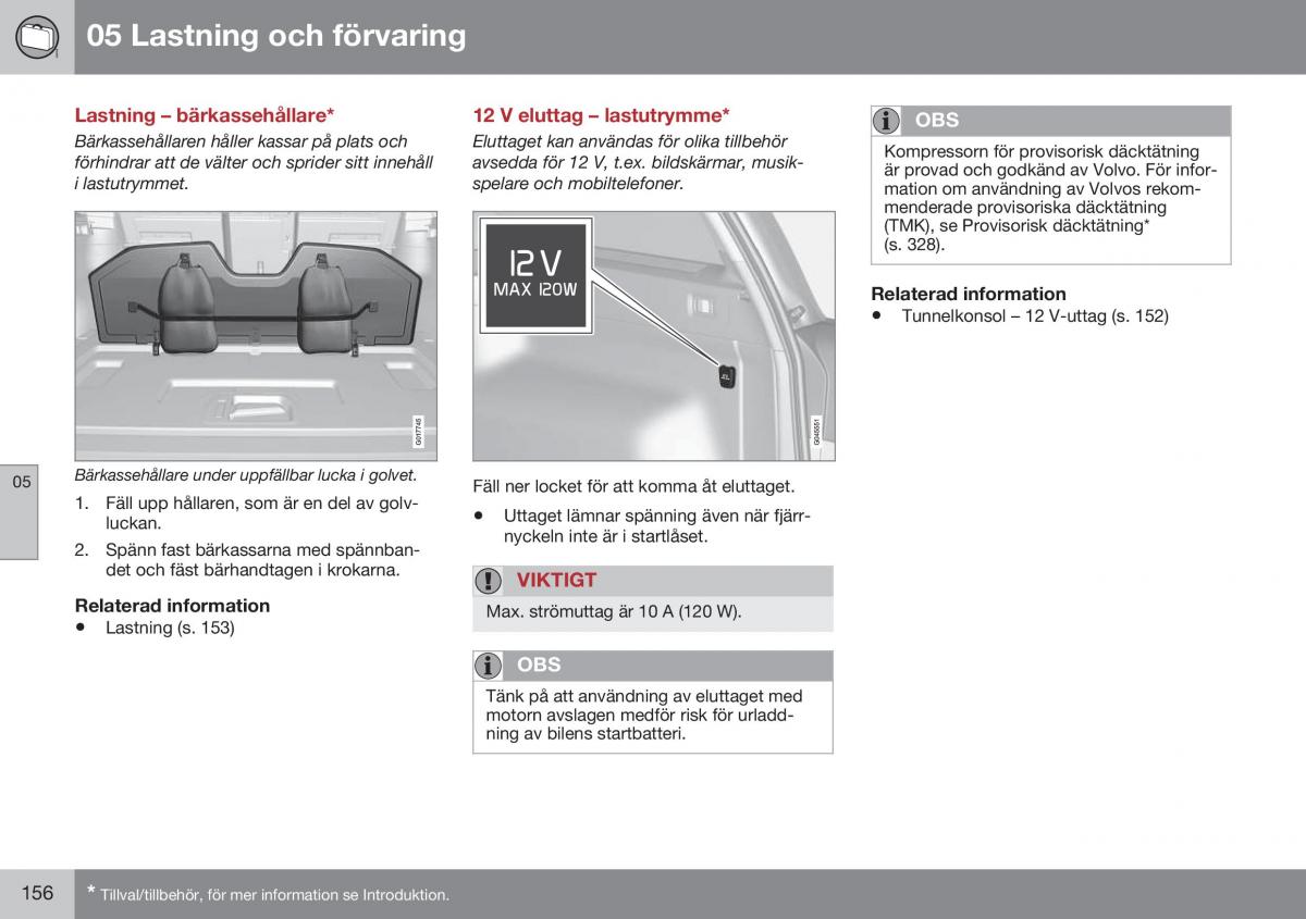 Volvo XC70 Cross Country II 2 instruktionsbok / page 158