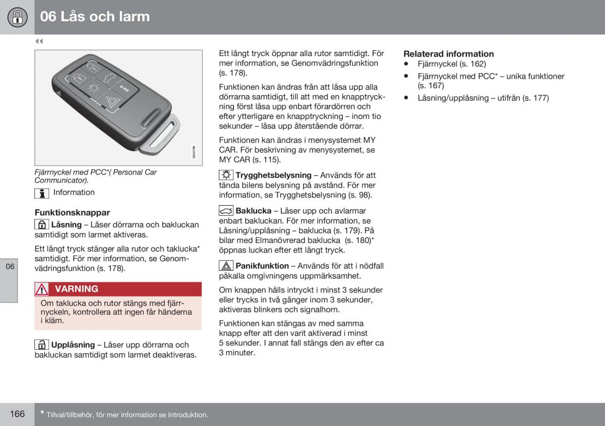 Volvo XC70 Cross Country II 2 instruktionsbok / page 168