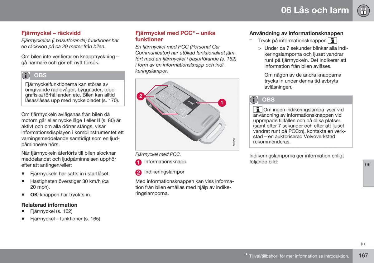 Volvo XC70 Cross Country II 2 instruktionsbok / page 169