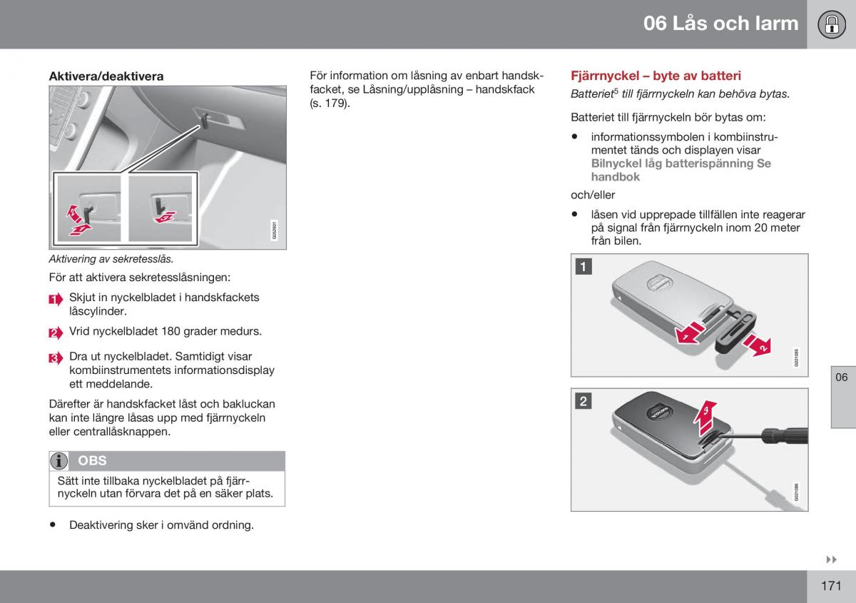 Volvo XC70 Cross Country II 2 instruktionsbok / page 173