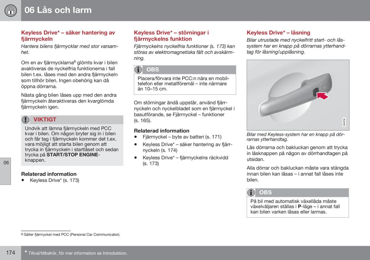 Volvo XC70 Cross Country II 2 instruktionsbok / page 176