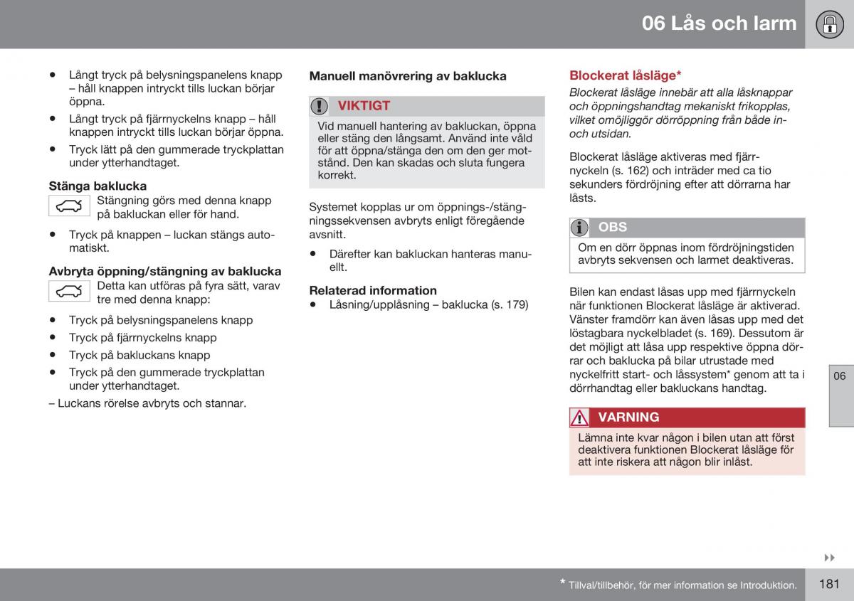 Volvo XC70 Cross Country II 2 instruktionsbok / page 183