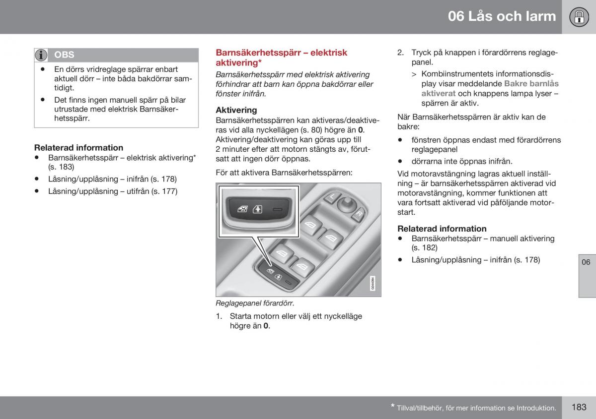 Volvo XC70 Cross Country II 2 instruktionsbok / page 185