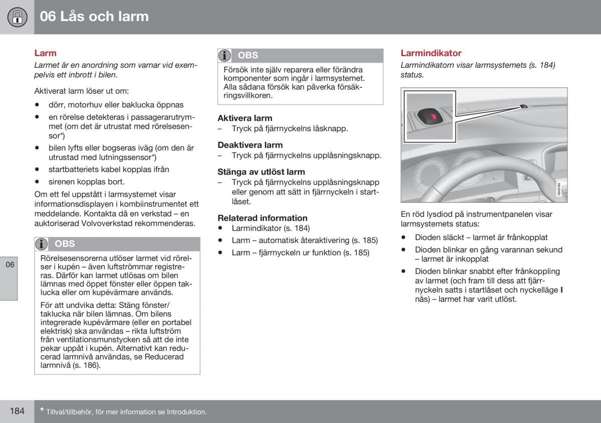 Volvo XC70 Cross Country II 2 instruktionsbok / page 186