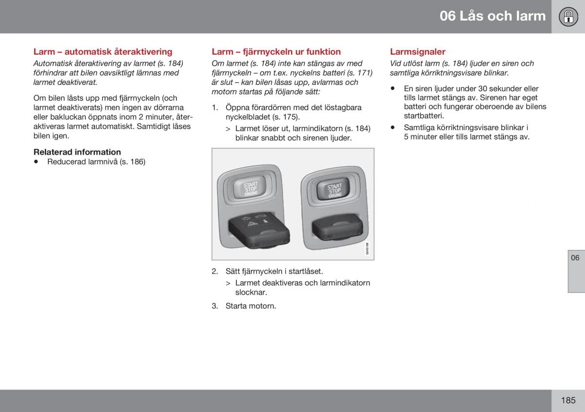 Volvo XC70 Cross Country II 2 instruktionsbok / page 187