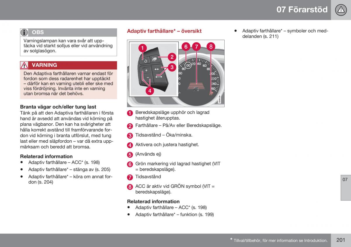 Volvo XC70 Cross Country II 2 instruktionsbok / page 203