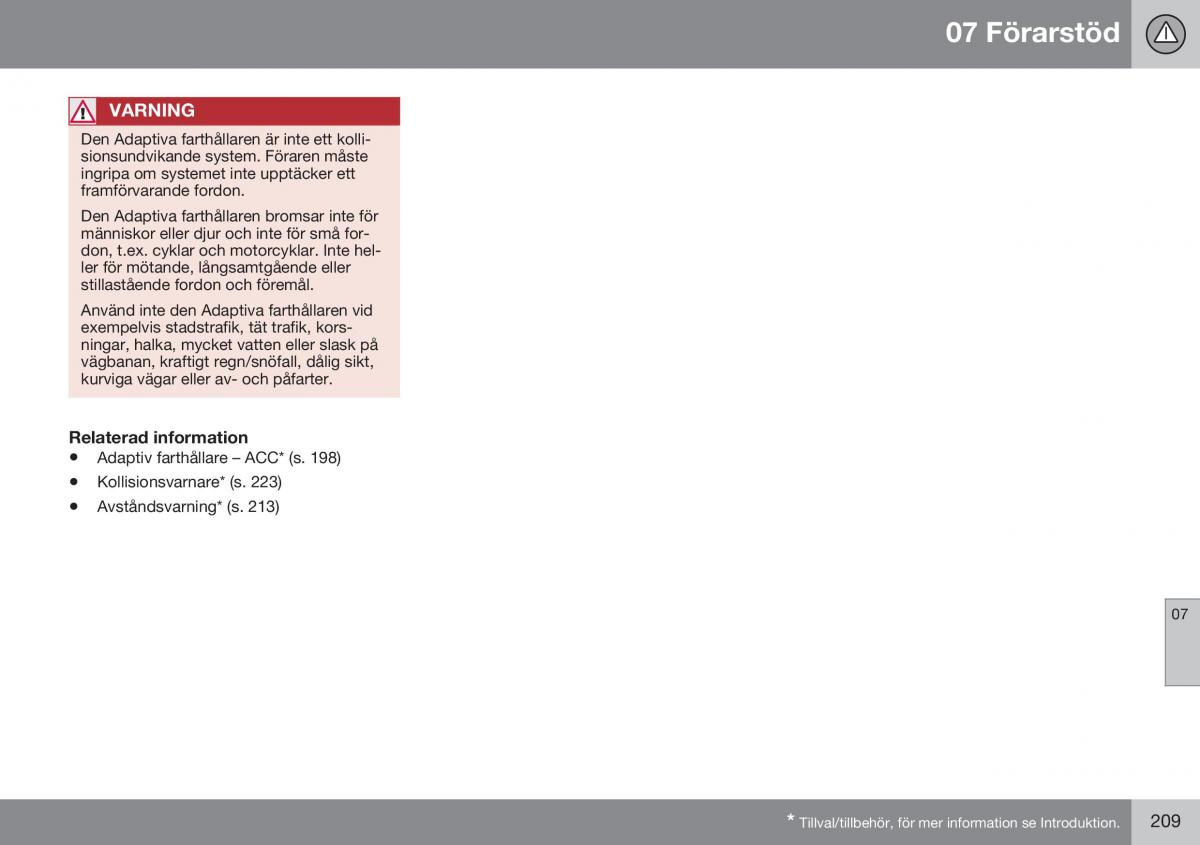 Volvo XC70 Cross Country II 2 instruktionsbok / page 211