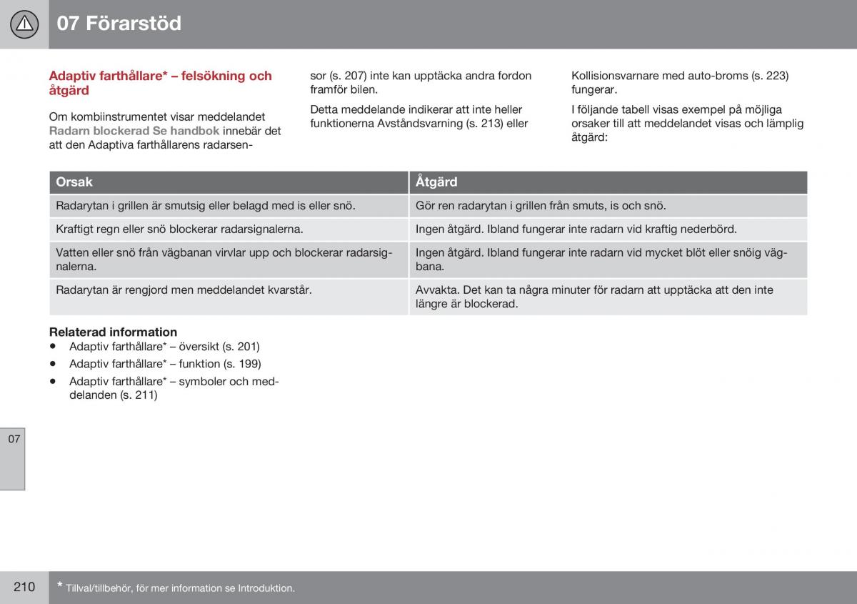 Volvo XC70 Cross Country II 2 instruktionsbok / page 212