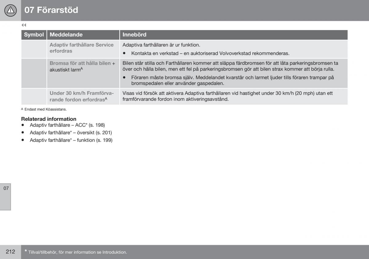 Volvo XC70 Cross Country II 2 instruktionsbok / page 214