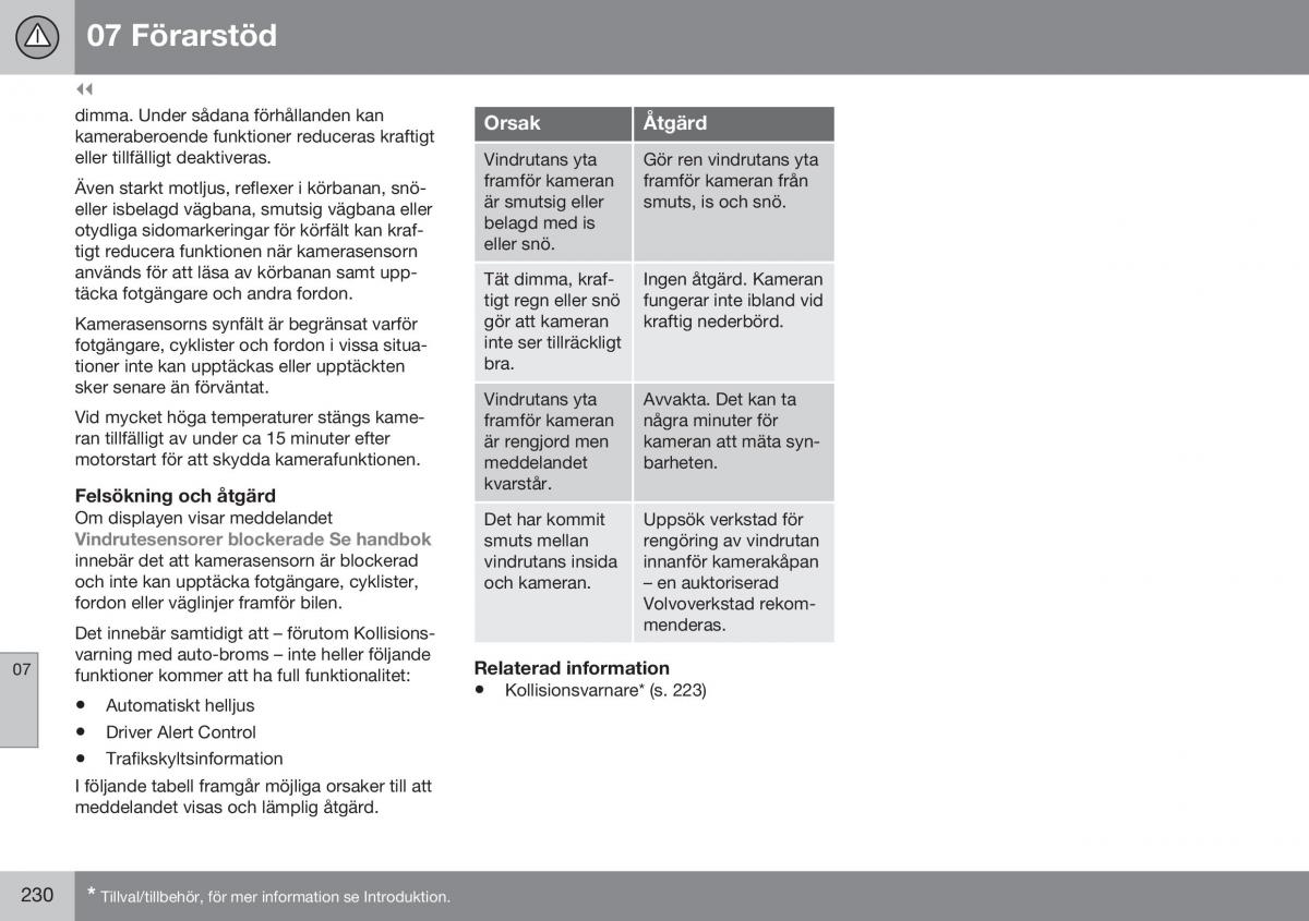 Volvo XC70 Cross Country II 2 instruktionsbok / page 232