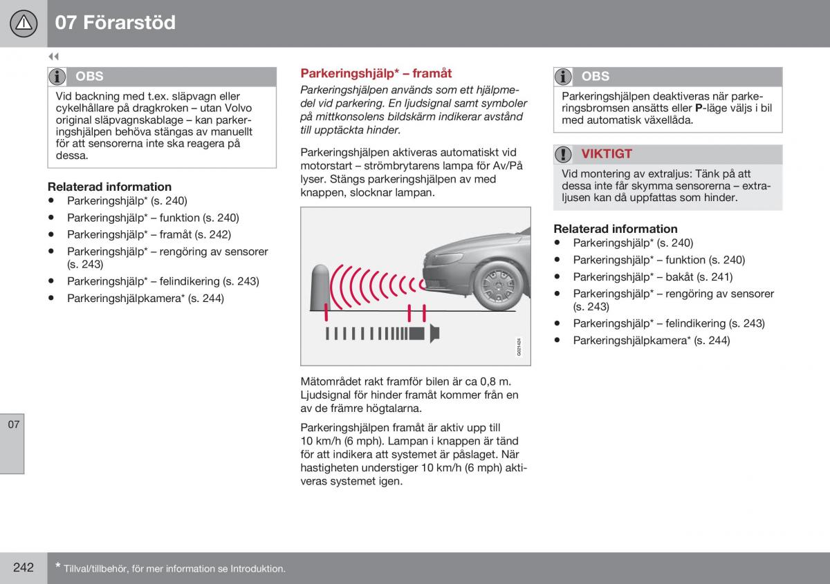 Volvo XC70 Cross Country II 2 instruktionsbok / page 244