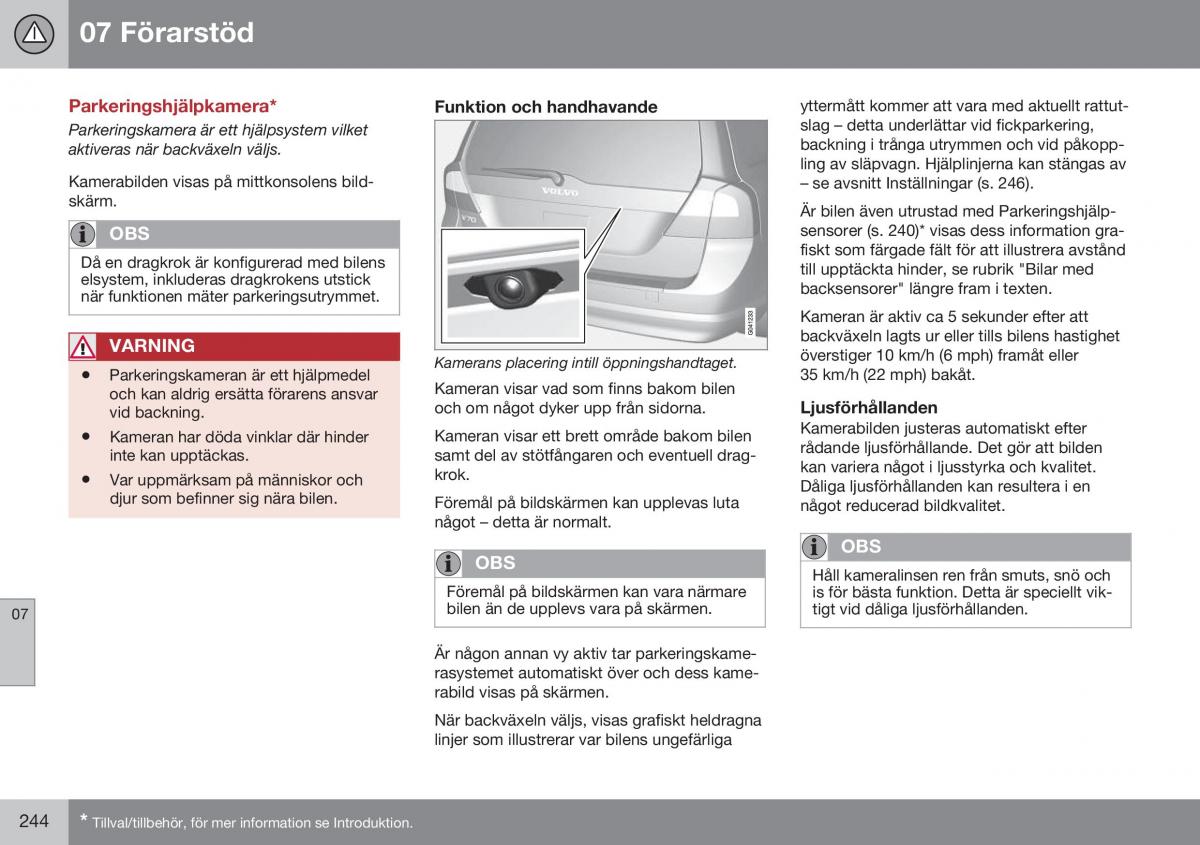 Volvo XC70 Cross Country II 2 instruktionsbok / page 246