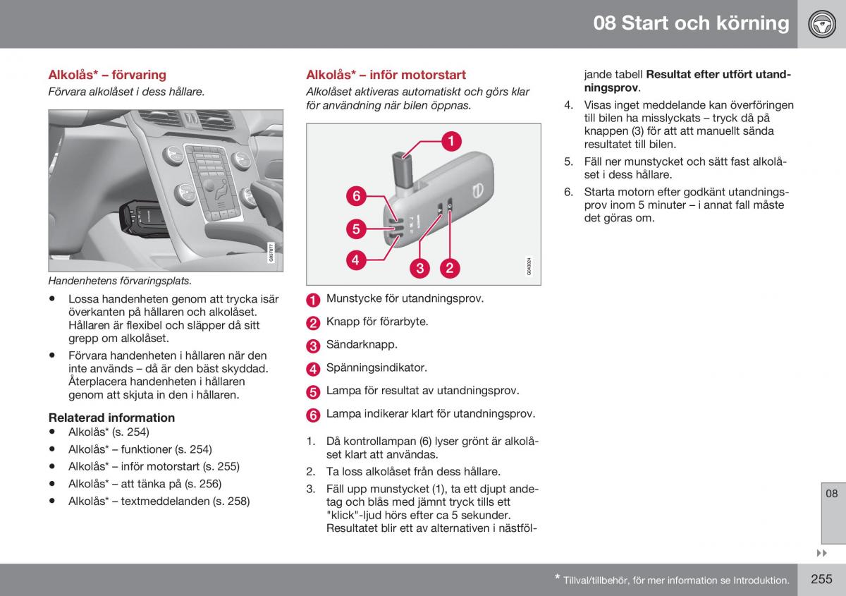 Volvo XC70 Cross Country II 2 instruktionsbok / page 257