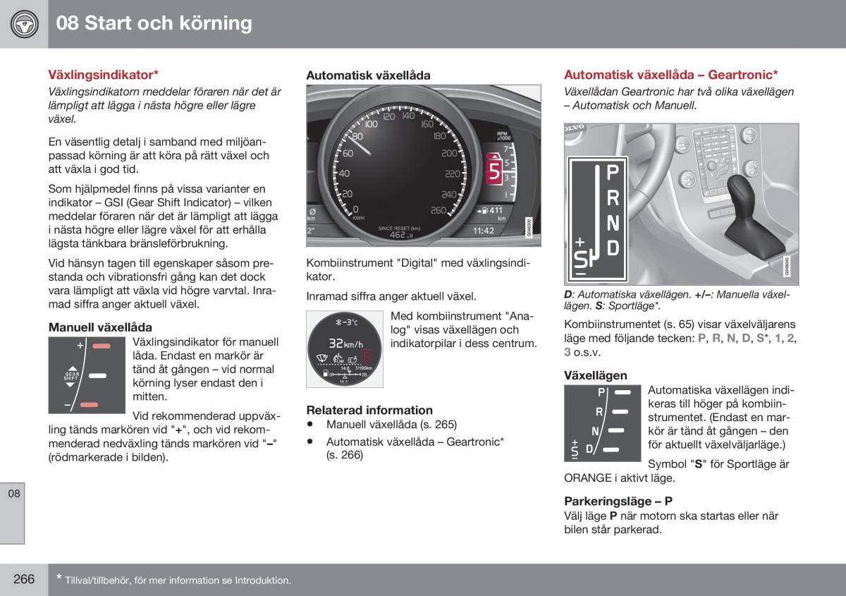 Volvo XC70 Cross Country II 2 instruktionsbok / page 268