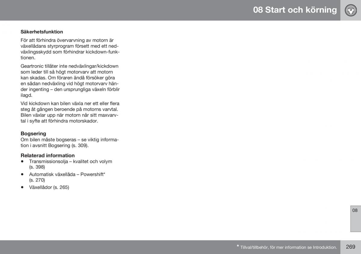 Volvo XC70 Cross Country II 2 instruktionsbok / page 271