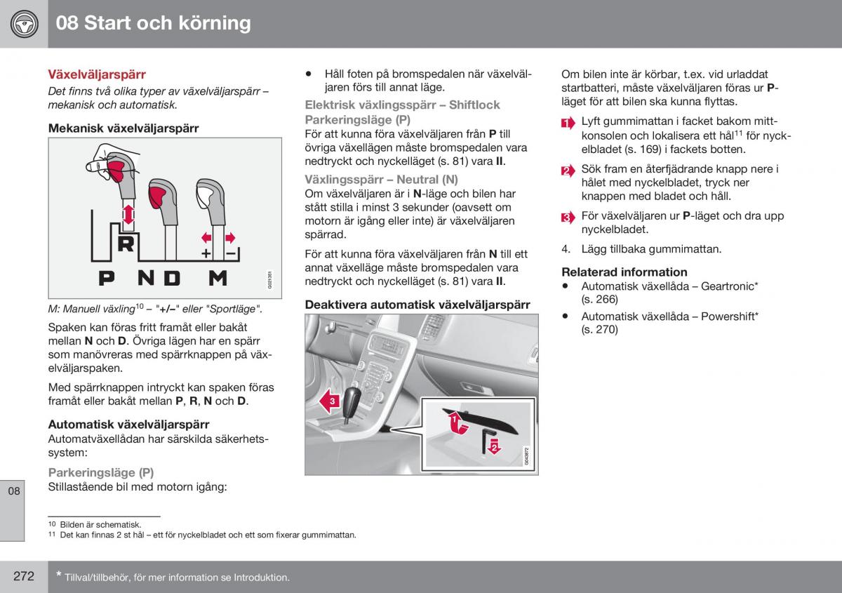 Volvo XC70 Cross Country II 2 instruktionsbok / page 274