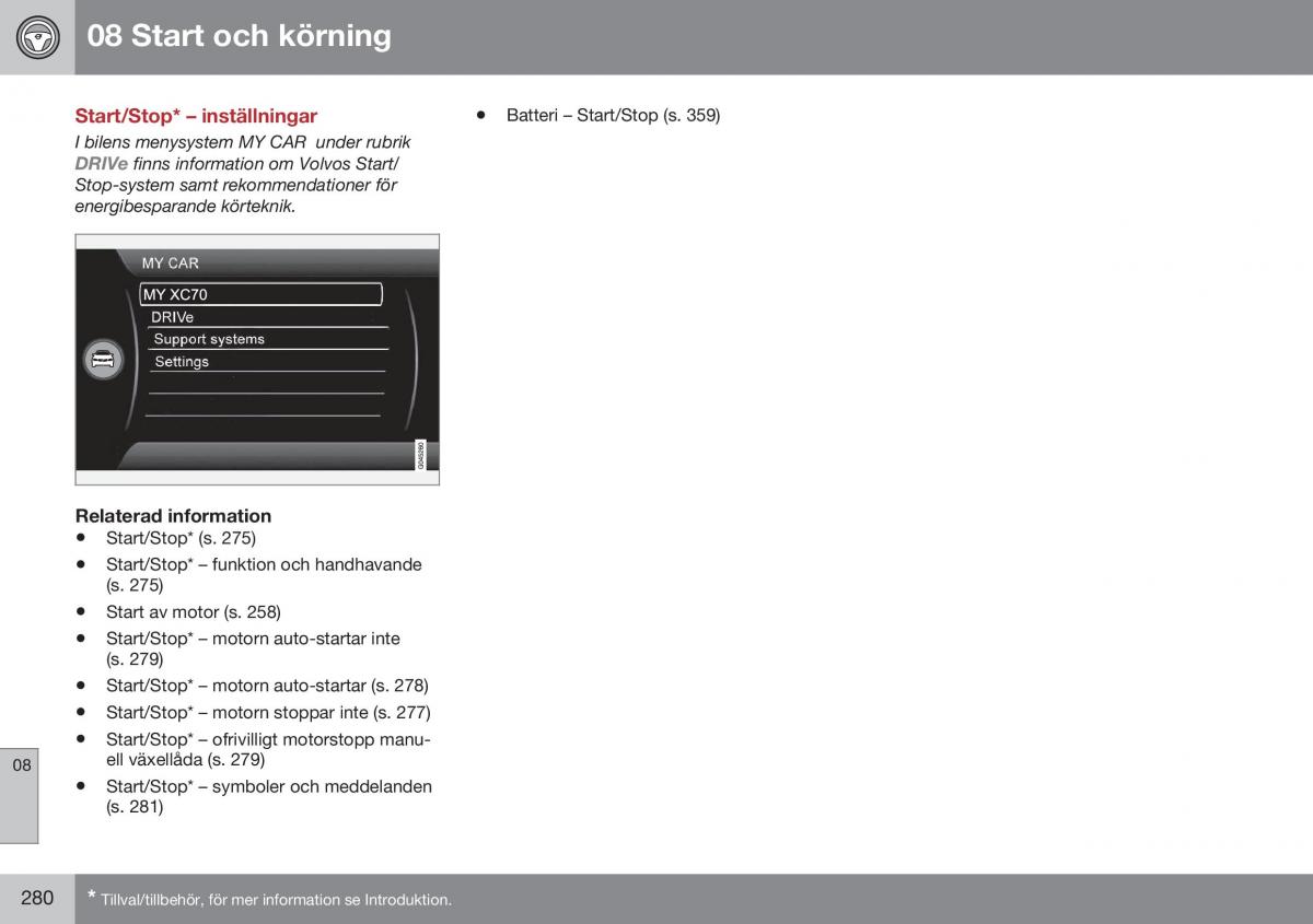 Volvo XC70 Cross Country II 2 instruktionsbok / page 282