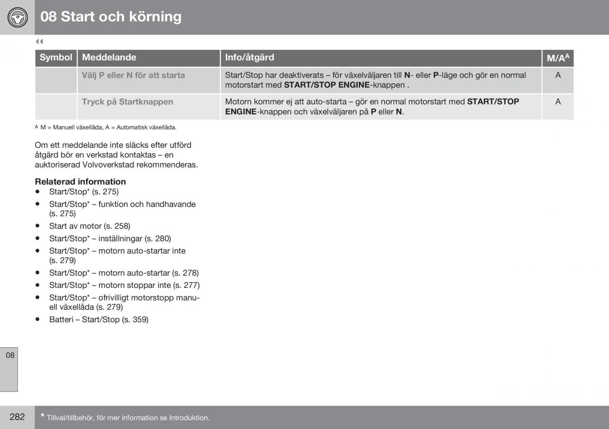 Volvo XC70 Cross Country II 2 instruktionsbok / page 284