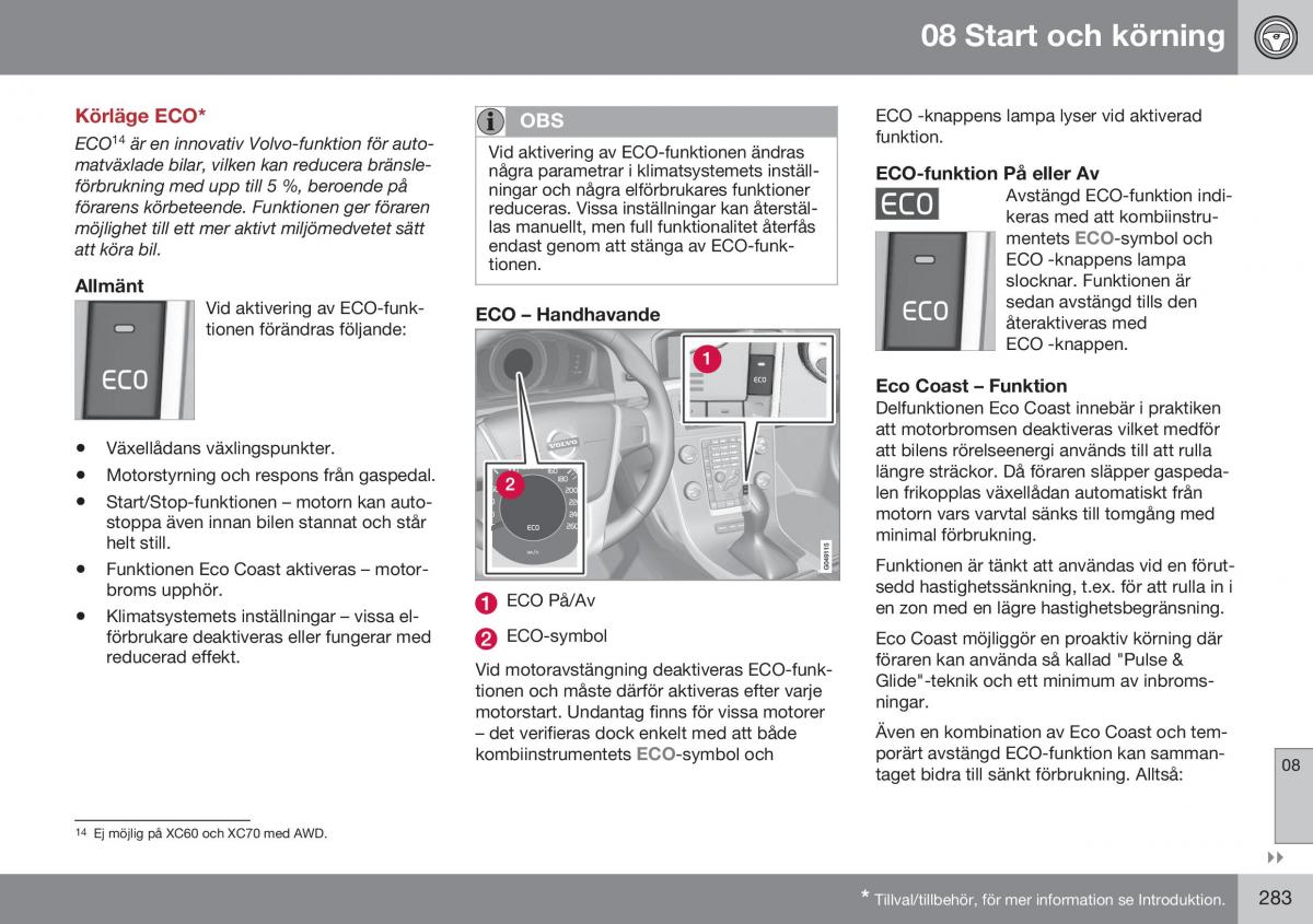 Volvo XC70 Cross Country II 2 instruktionsbok / page 285