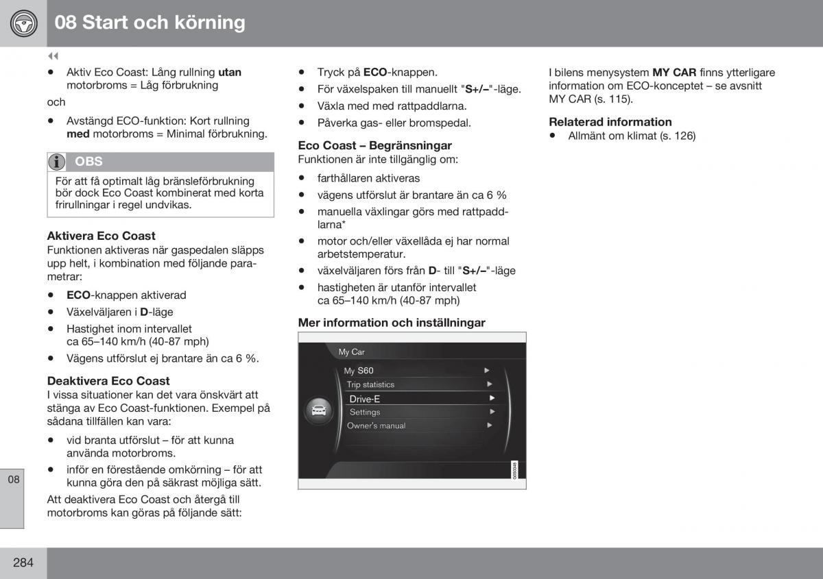 Volvo XC70 Cross Country II 2 instruktionsbok / page 286