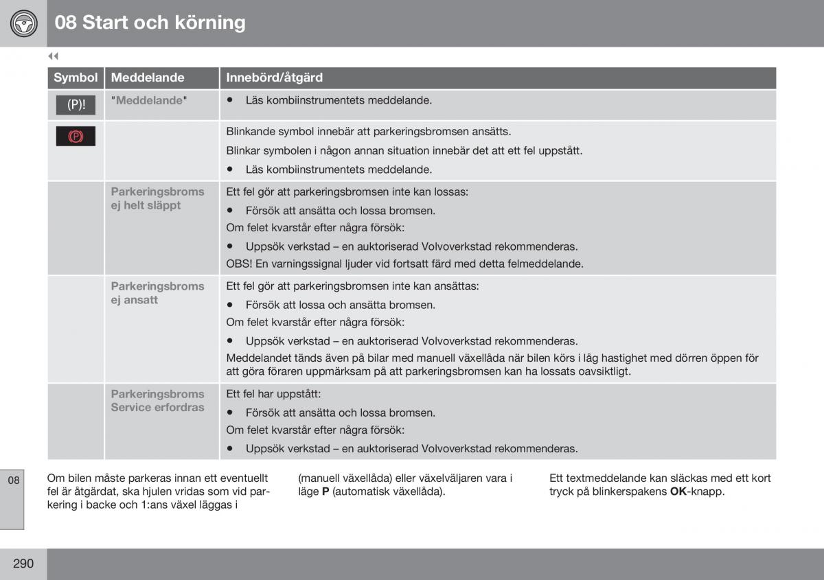 Volvo XC70 Cross Country II 2 instruktionsbok / page 292