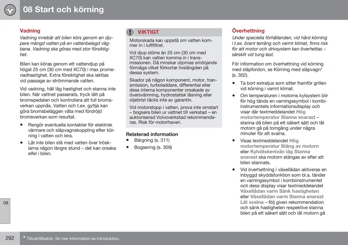 Volvo XC70 Cross Country II 2 instruktionsbok / page 294