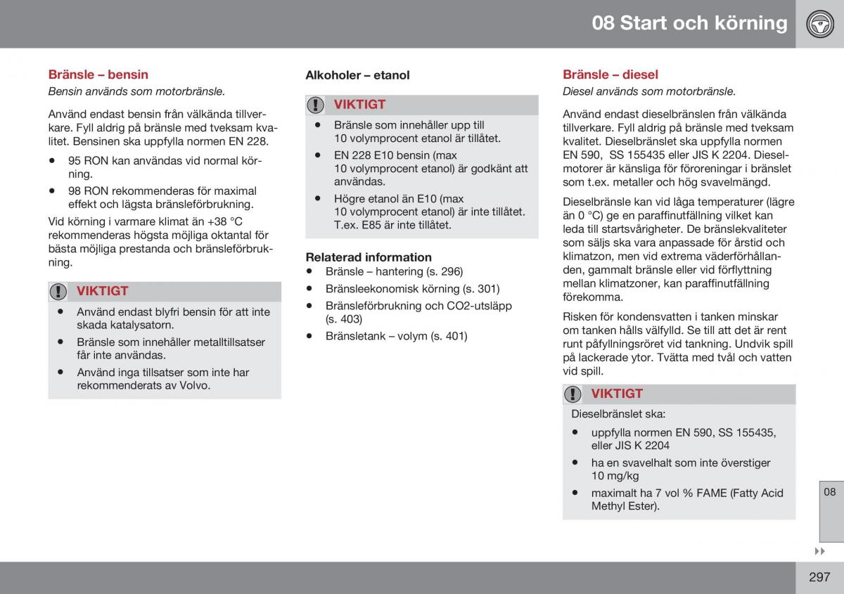 Volvo XC70 Cross Country II 2 instruktionsbok / page 299