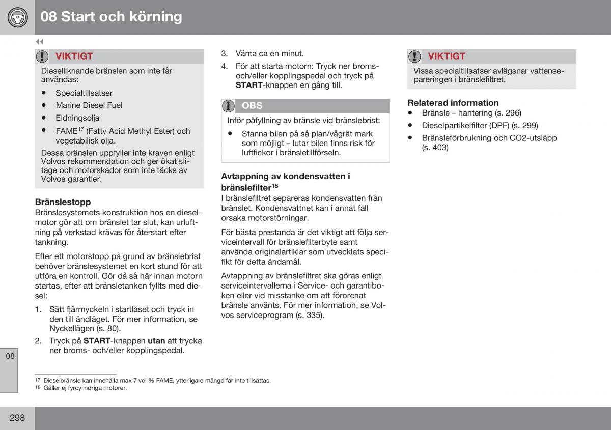 Volvo XC70 Cross Country II 2 instruktionsbok / page 300