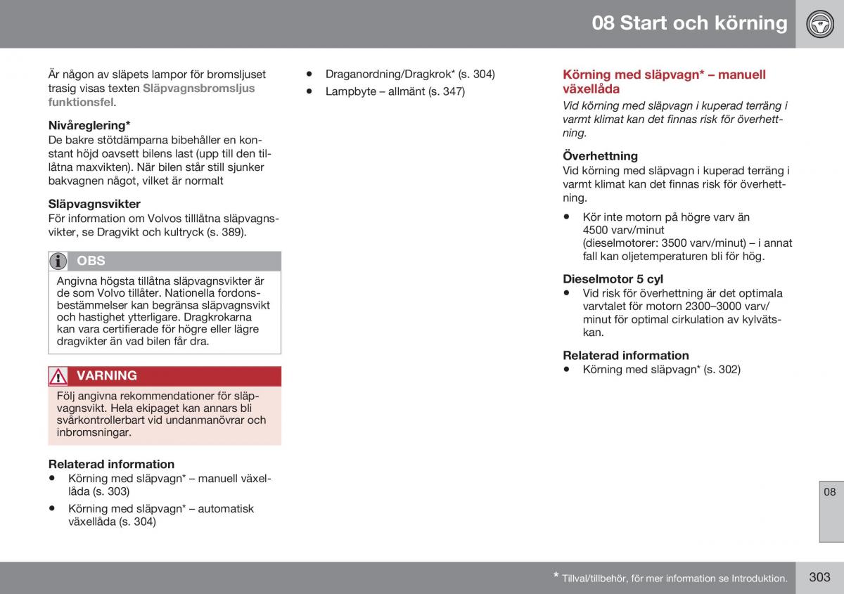 Volvo XC70 Cross Country II 2 instruktionsbok / page 305