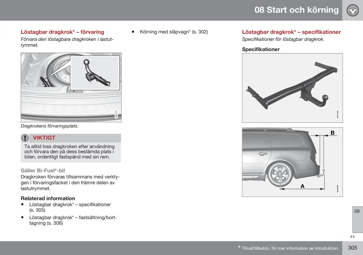 Volvo XC70 Cross Country II 2 instruktionsbok / page 307