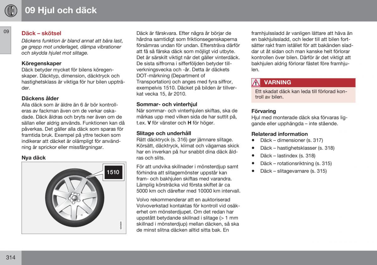 Volvo XC70 Cross Country II 2 instruktionsbok / page 316