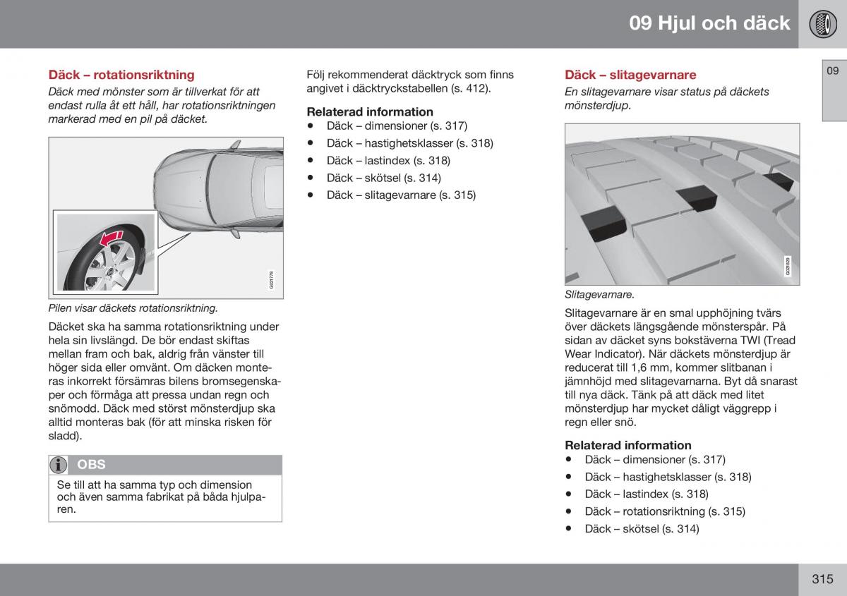 Volvo XC70 Cross Country II 2 instruktionsbok / page 317