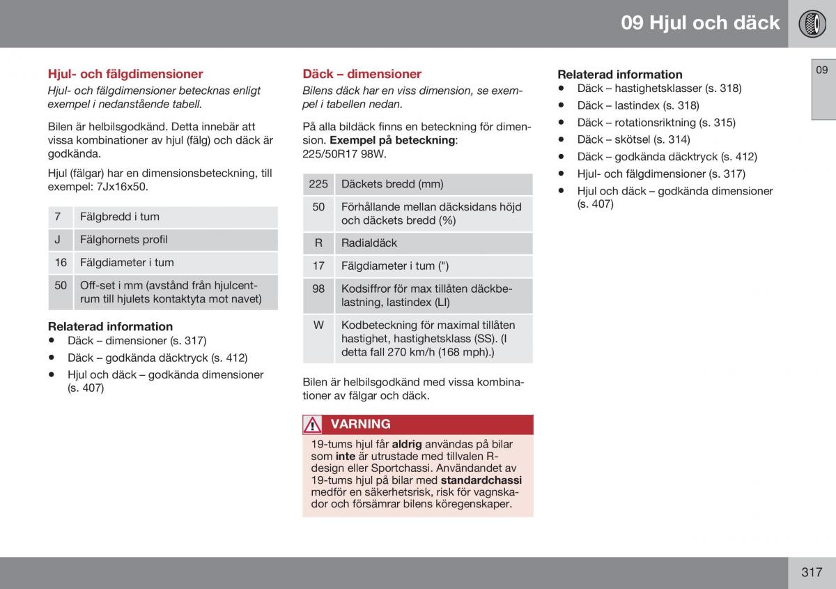 Volvo XC70 Cross Country II 2 instruktionsbok / page 319