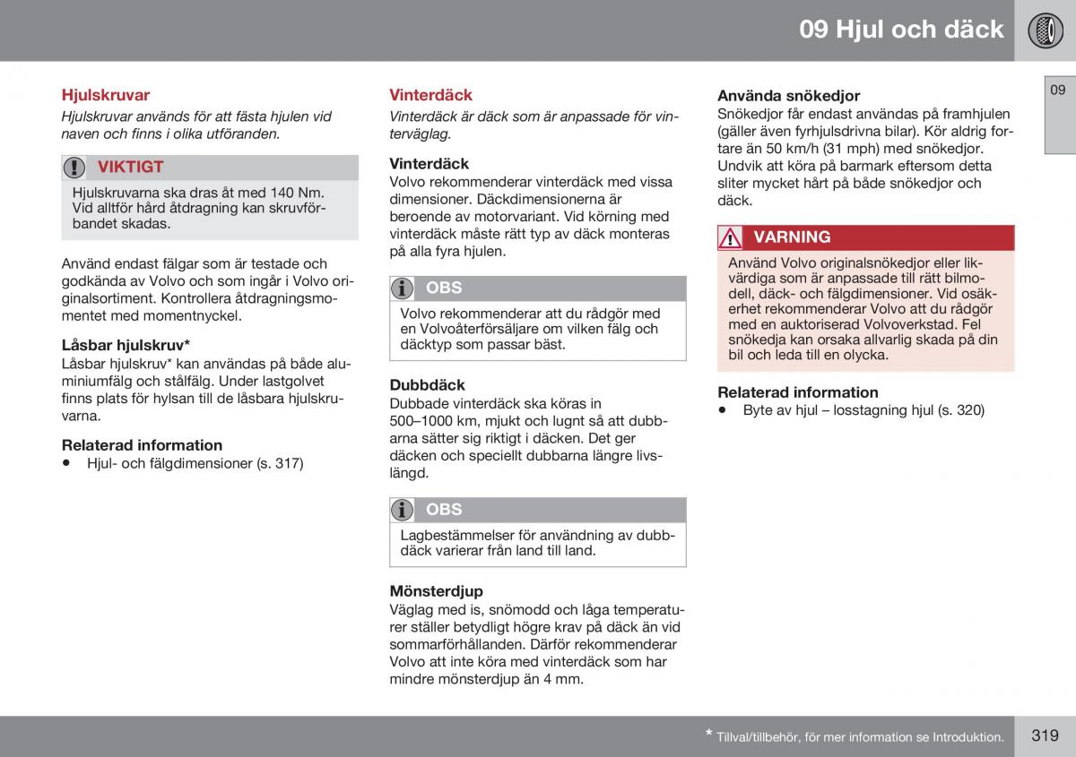 Volvo XC70 Cross Country II 2 instruktionsbok / page 321