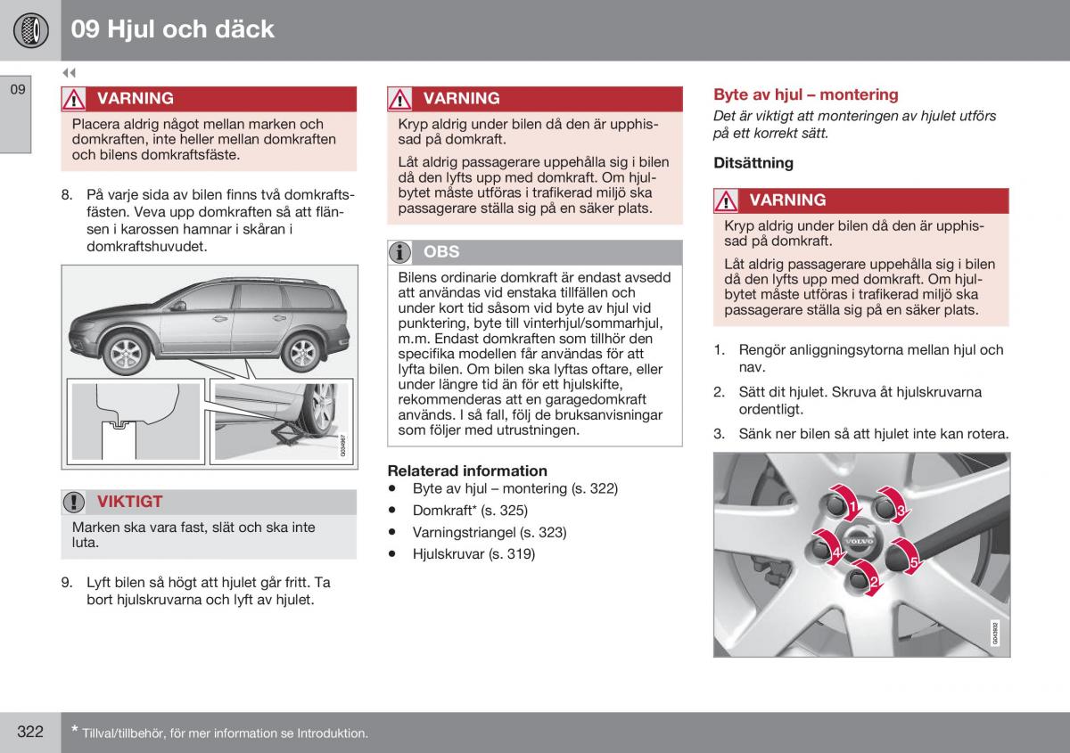 Volvo XC70 Cross Country II 2 instruktionsbok / page 324