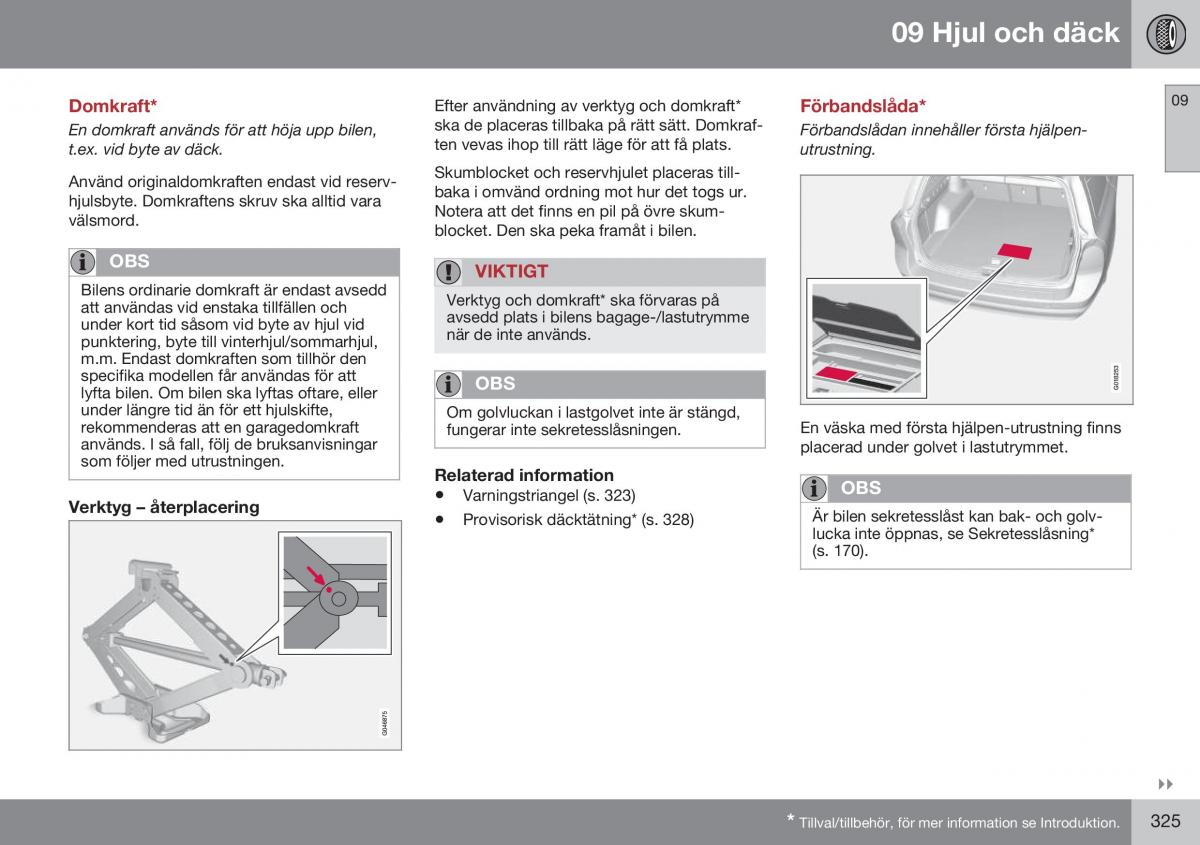 Volvo XC70 Cross Country II 2 instruktionsbok / page 327