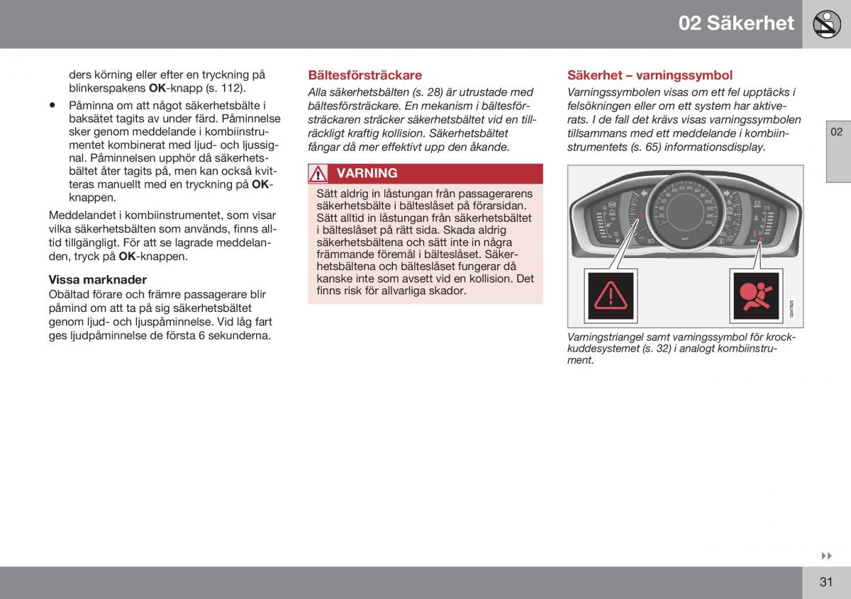 Volvo XC70 Cross Country II 2 instruktionsbok / page 33